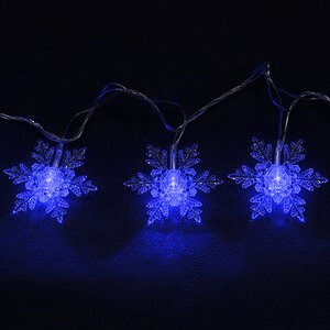 Светодиодная гирлянда Снежинки 36 синих LED ламп 5.8 м, прозрачный ПВХ, контроллер, IP20 Snowmen фото 1