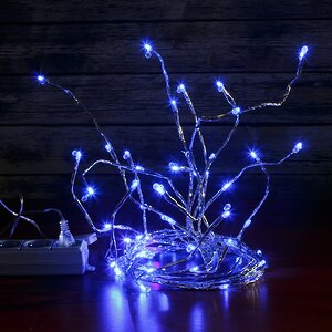 Электрогирлянда "Серебряная веточка", 60 LED ламп, 1.6м, синие лампы Snowmen фото 3
