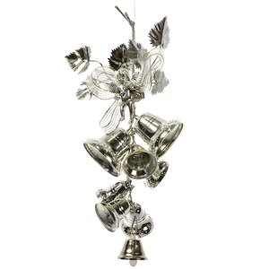 Елочное украшение Колокольчики с бантом и ангелом 24 см серебряный Snowmen фото 1