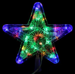 Верхушка светящаяся Звезда 24 см разноцветная 30 LED ламп контроллер Snowmen фото 1