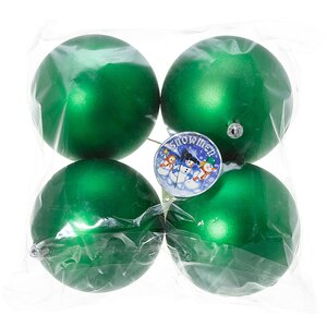 Набор пластиковых матовых шаров 10 см зеленый, 4 шт, Snowmen Snowmen фото 1