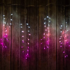 Светодиодная бахрома Бегущий Огонь Premium Led 1.75*0.4 м, 160 холодных белых/розовых LED ламп,  прозрачный СИЛИКОН, соединяемая, контроллер, IP67 BEAUTY LED фото 1