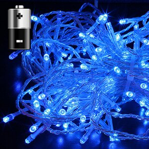 Светодиодная гирлянда на батарейках Premium Led 50 синих LED ламп 5 м, прозрачный СИЛИКОН, таймер, IP65 BEAUTY LED фото 1