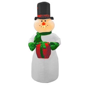 Надувная фигура Снеговик в цилиндре с блестящим подарком, 1.2 м, с подсветкой Торг Хаус фото 1