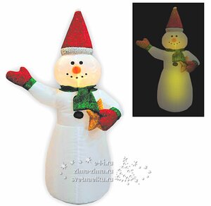 Снеговик в цилиндрее с блестящим подарком, 1,2м