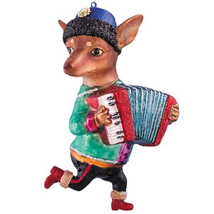 Стеклянная елочная игрушка Собака Чихуахуа - гармонист 14 см, подвеска Holiday Classics фото 1