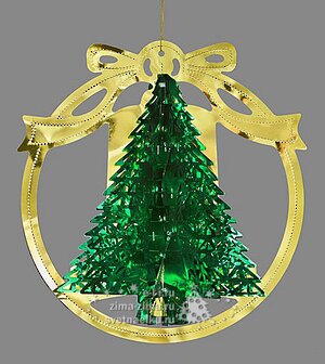 Фигура из фольги Шар Елочка 25 см зеленый с золотом Holiday Classics фото 1