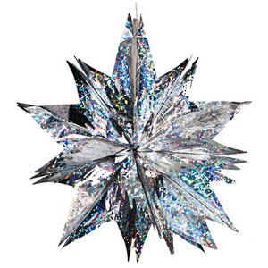 Звезда из фольги Объемная 40 см серебряная голографическая Holiday Classics фото 1