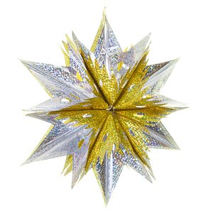 Звезда из фольги Объемная 40 см серебряная с золотым Holiday Classics фото 1