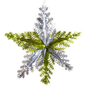 Звезда из фольги Ажурная 60 см серебряная с лаймом Holiday Classics фото 1