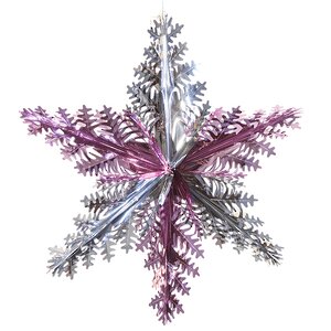 Звезда из фольги Ажурная 60 см серебряная с розовым Holiday Classics фото 1