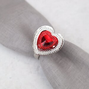 Кольцо для салфетки Красный Агат - сердце 4 шт, 4 см Billiet фото 2