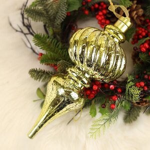 Светящееся новогоднее украшение Сосулька Космо Gold 26 см, 10 теплых белых LED ламп, на батарейках Peha фото 2