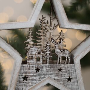 Декоративный светильник Звезда Apeldoorn Story - Рождество в лесу 14 см, на батарейках Kaemingk фото 4