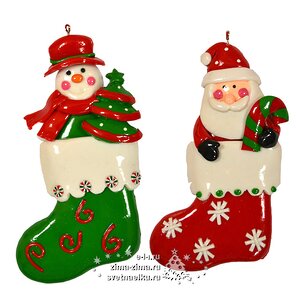 Елочная игрушка Санта в носочке, 12 см, подвеска Царь Елка фото 2