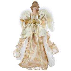 Верхушка на елку Ангел Шарлиз в платье с золотыми лентами 43 см Kurts Adler фото 5