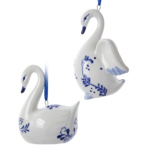 Елочная игрушка из фарфора Лебедь - Swan Song 9 см, подвеска Kurts Adler фото 2