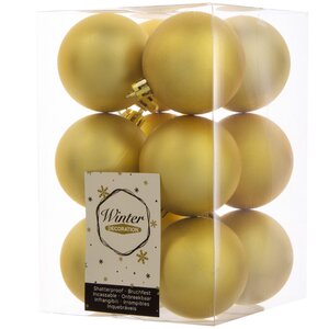 Набор пластиковых матовых шаров 6 см насыщенно-золотой, 12 шт, Winter Decoration Winter Deco фото 1