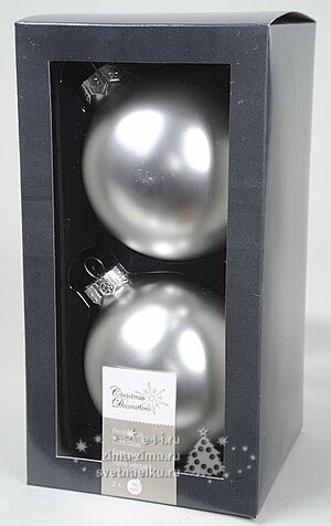 Набор стеклянных шаров серебро матовый, 9 см, 2шт Kaemingk фото 1
