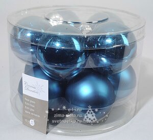 Набор стеклянных шаров 6 см, 10 шт, бирюзовый mix Kaemingk фото 1