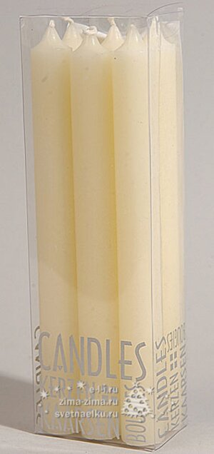 Набор столовый свечей Металлик 20*2 см слоновая кость, 6 шт Kaemingk фото 1