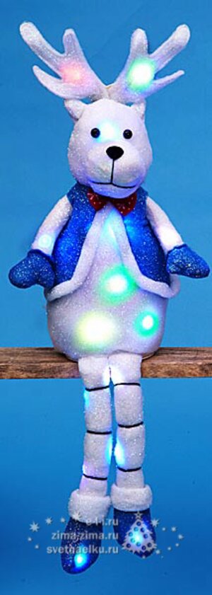 Лось-длинноножка в голубом жилете, светящийся, 85 см, LED огни, батарейка Holiday Classics фото 1