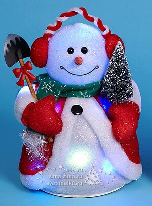 Снеговик в наушниках разноцветный, 33 см