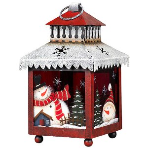 Фонарик рождественский Снеговички, 23*13*13 см, красный с белым Holiday Classics фото 1
