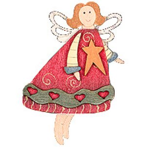 Магнит Фея с ажурными крылышками в красном платье стоящая 6*9 см Holiday Classics фото 1