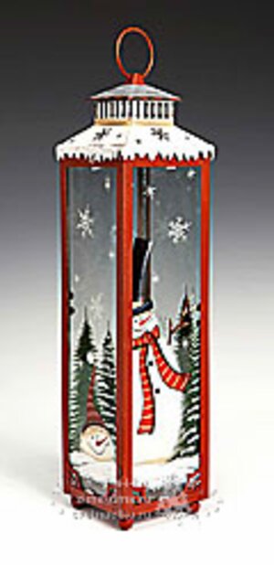 Фонарик рождественский красный со снеговичками высокий, 9*9*34 см Holiday Classics фото 1