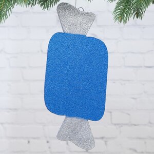 Игрушка для уличной елки Конфетка с блестками 30 см синяя, пеноплекс МанузинЪ фото 1