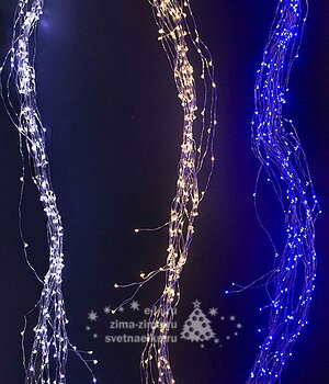 Гирлянда Хвост Роса 25*2.5 м, 700 синих MINILED ламп, серебряная проволока BEAUTY LED фото 1