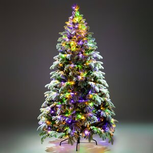 Искусственная елка с гирляндой Власта заснеженная 180 см, 500 разноцветных/теплых белых LED ламп, контроллер, ЛИТАЯ + ПВХ Crystal Trees фото 2