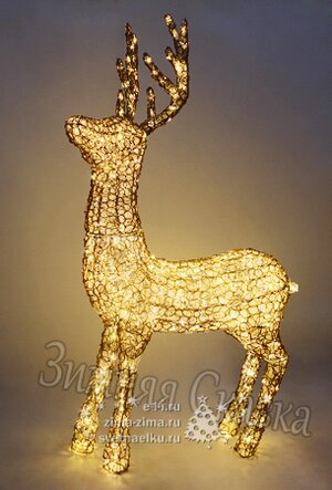 Олень светящийся "Ажурный", 135 см, золотисто-коричневые акриловые нити, 400 теплых белых LED ламп, 24V, для помещений BEAUTY LED фото 1
