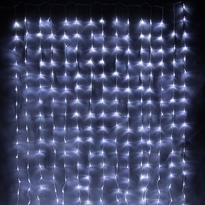 Светодиодный занавес Водопад 1.5*2.2 м, 300 холодных белых LED ламп, прозрачный ПВХ, IP20 Snowhouse фото 1