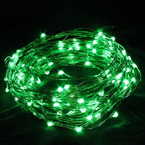 Светодиодная гирлянда Капельки на батарейках 30 зеленых MINILED ламп 3 м, медная проволока, контроллер Snowhouse фото 1