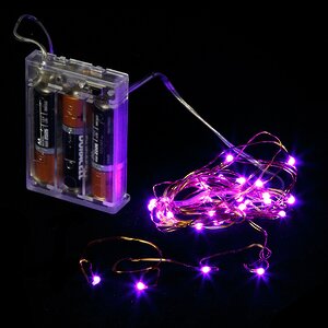 Светодиодная гирлянда Капельки на батарейках 30 фиолетовых MINILED ламп 3 м, медная проволока Snowhouse фото 1