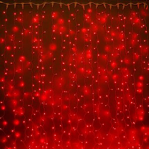 Светодиодный занавес 2*3 м, 600 красных LED ламп, прозрачный ПВХ, соединяемый, IP44 BEAUTY LED фото 1