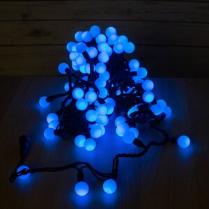 Светодиодная гирлянда Большие Шарики 100 синих LED ламп 10 м, черный ПВХ, соединяемая, IP44 BEAUTY LED фото 1
