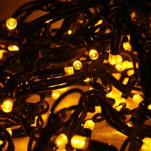 Светодиодная гирлянда 24V Legoled 100 желтых LED ламп 10 м, мерцание, черный КАУЧУК, соединяемая, IP44 BEAUTY LED фото 1