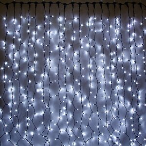 Светодиодный занавес Legoled 2*2 м, 400 холодных белых LED ламп, черный КАУЧУК, соединяемый, IP54 BEAUTY LED фото 1