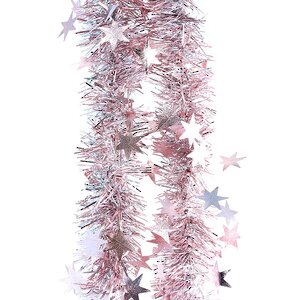 Мишура Созвездие Pastel 2 м*65 мм розовая с серебряным MOROZCO фото 1