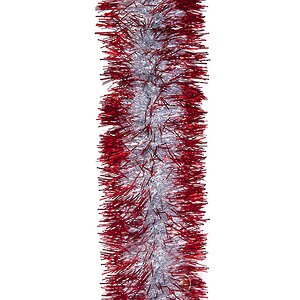 Мишура Праздничная двухцветная 2 м*95 мм серебряная с красным MOROZCO фото 1