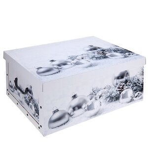 Коробка для хранения елочных игрушек Новогодний сундучок белый 50*39*24 см, картон Koopman фото 1