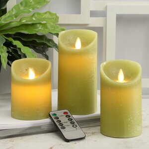 Набор свечей с имитацией пламени Ленорра Magic Flame 10-15 см, 3 шт, зеленые, с пультом управления Peha фото 1
