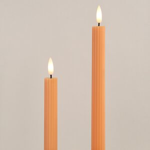 Столовая светодиодная свеча с имитацией пламени Грацио 26 см 2 шт оранжевая, на батарейках, таймер Peha фото 2