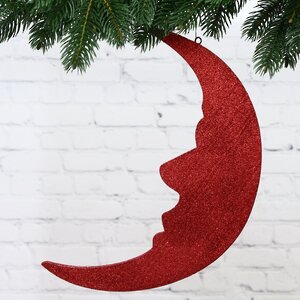Игрушка для уличной елки Месяц с блестками 30 см красный, пеноплекс МанузинЪ фото 1