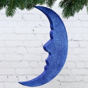 Игрушка для уличной елки Месяц с блестками 30 см синий, пеноплекс МанузинЪ фото 2