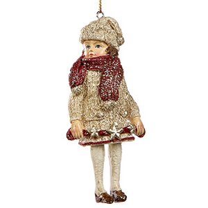 Елочная игрушка Молодая леди в красно-бежевой одежде-1 11 см, подвеска Goodwill фото 1