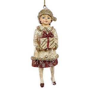 Елочная игрушка Молодая леди в красно-бежевой одежде-3 11 см, подвеска Goodwill фото 1
